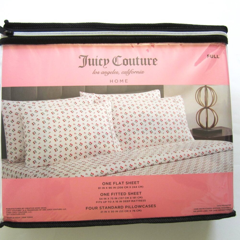 Juicy Couture Full Sheet Set Cherries Home Bedding - Picture 5 of 5